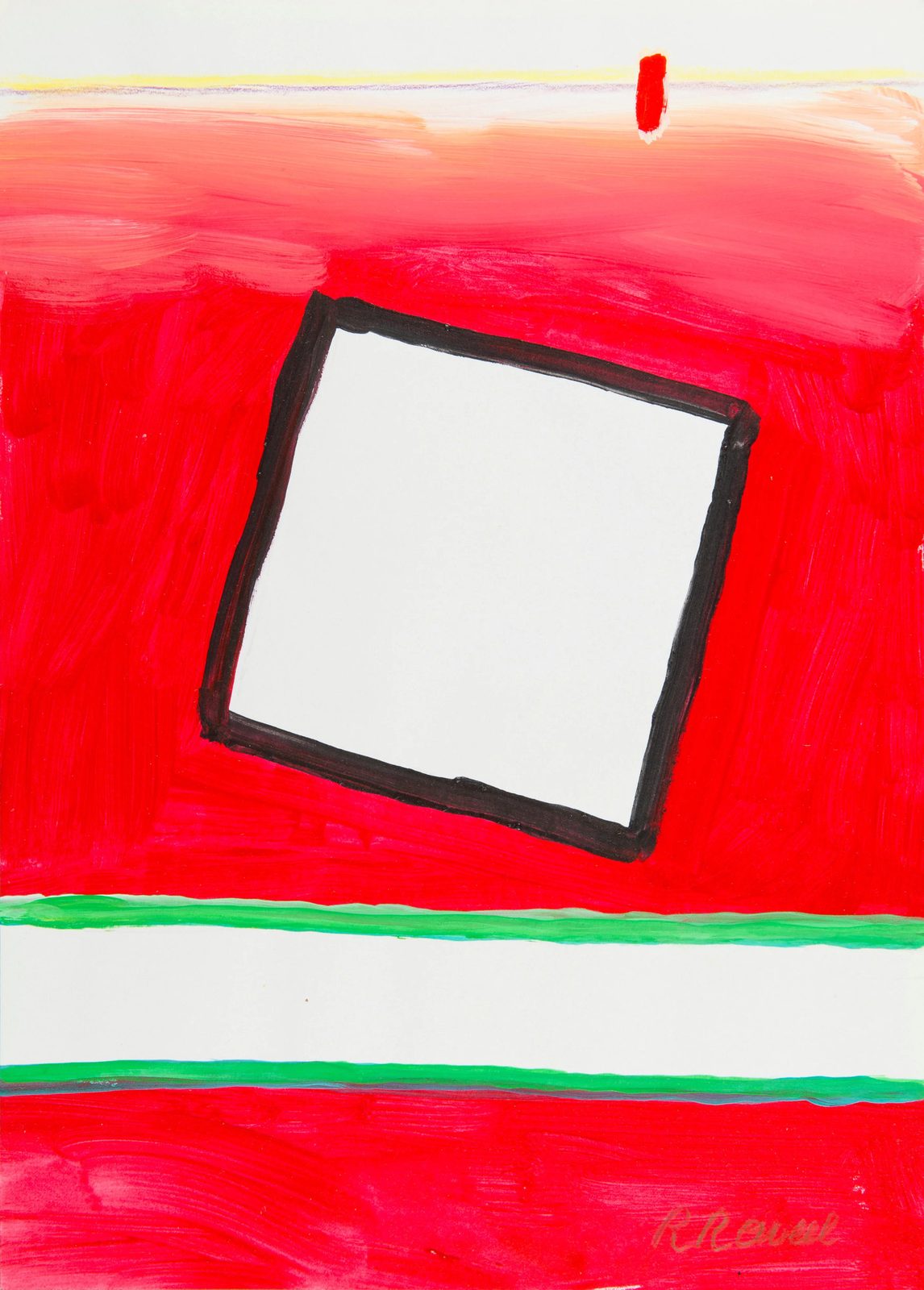 Roger Raveel, Rood landschap met vierkant en horizontale uitsparing